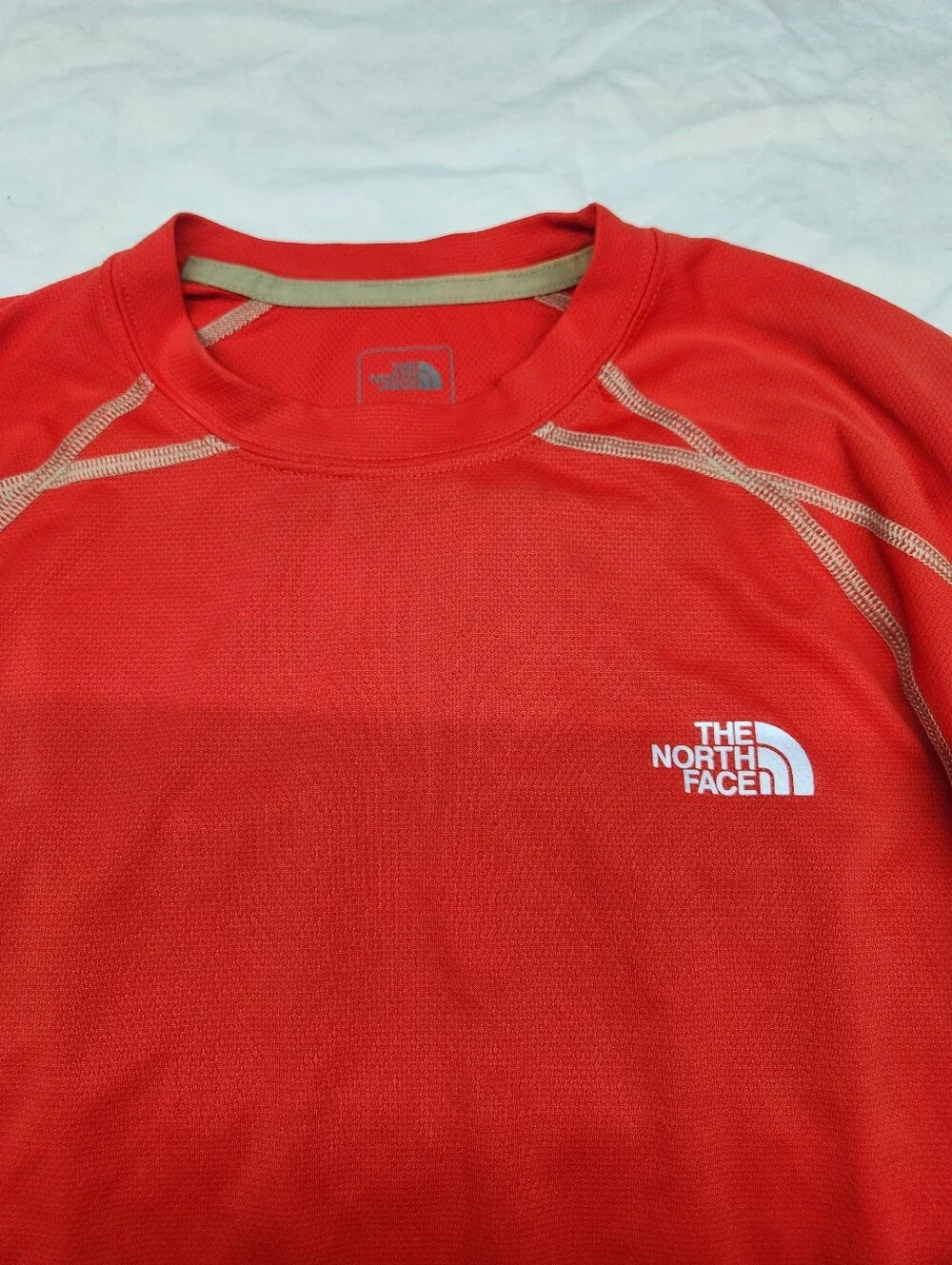 The North Face Men's Red Short-Sleeve Active Tee with Contrast Stitching